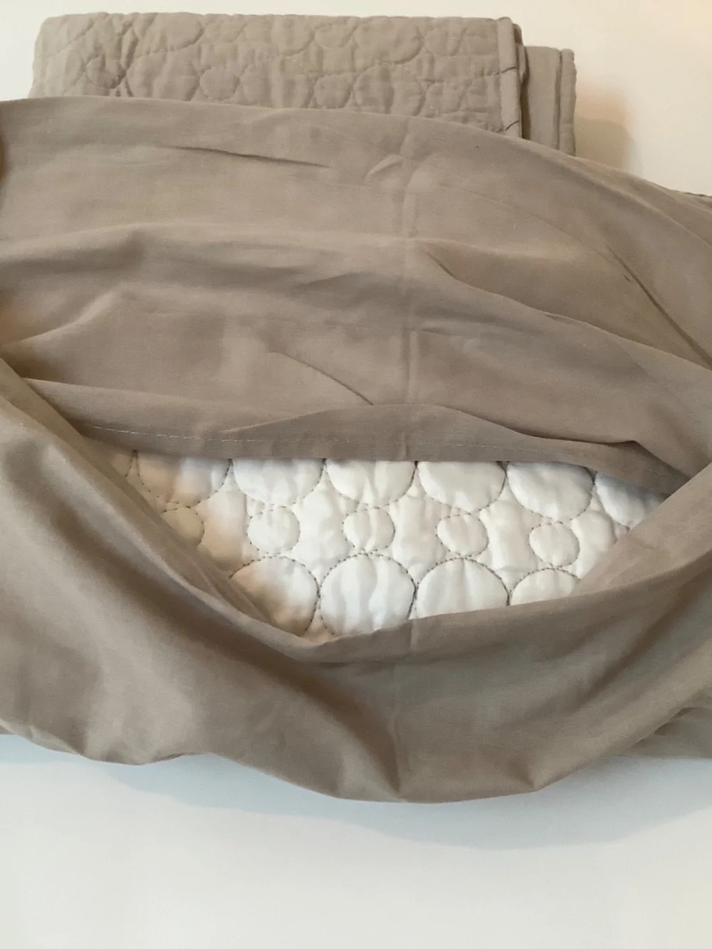 Taupe Quilted King Pillow Covers (2) Neutral Quilted Circle-Pattern